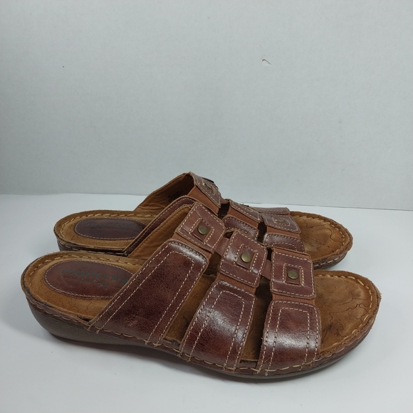 Montana Artisan Crafted Boho Slide Size 10 M Brown Leather Slip On Sandals Shoes - Picture 9 of 13